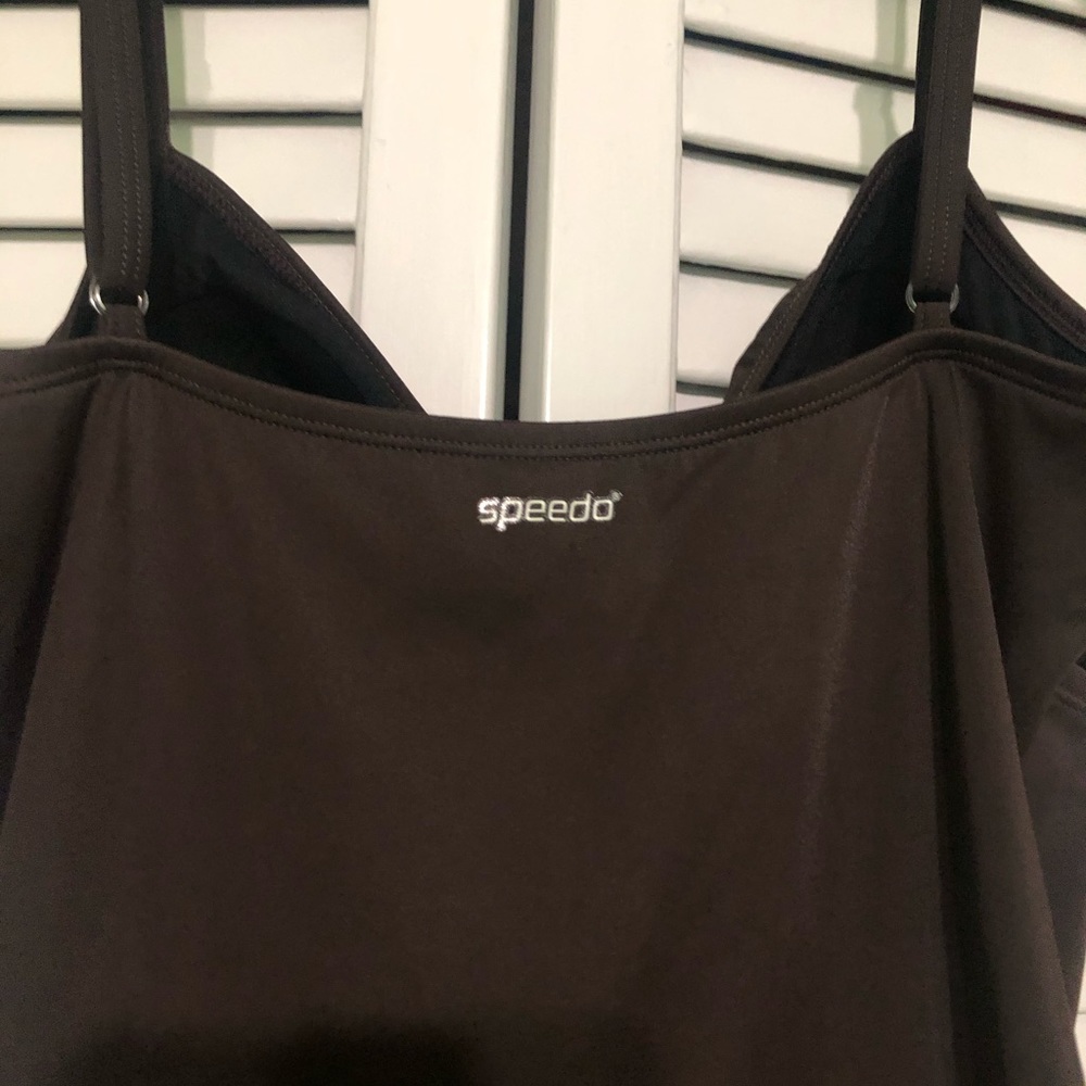 Speedo One Piece Swimsuit Charcoal Brown Size 14 - Picture 3 of 6